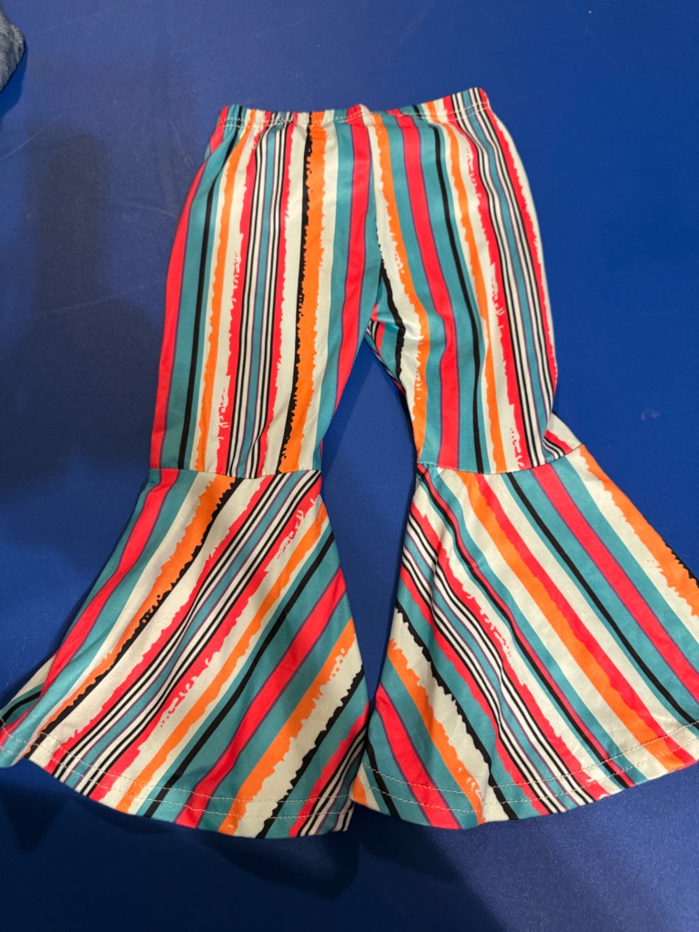 Kids Striped Bell Bottom Pants - Multicolor